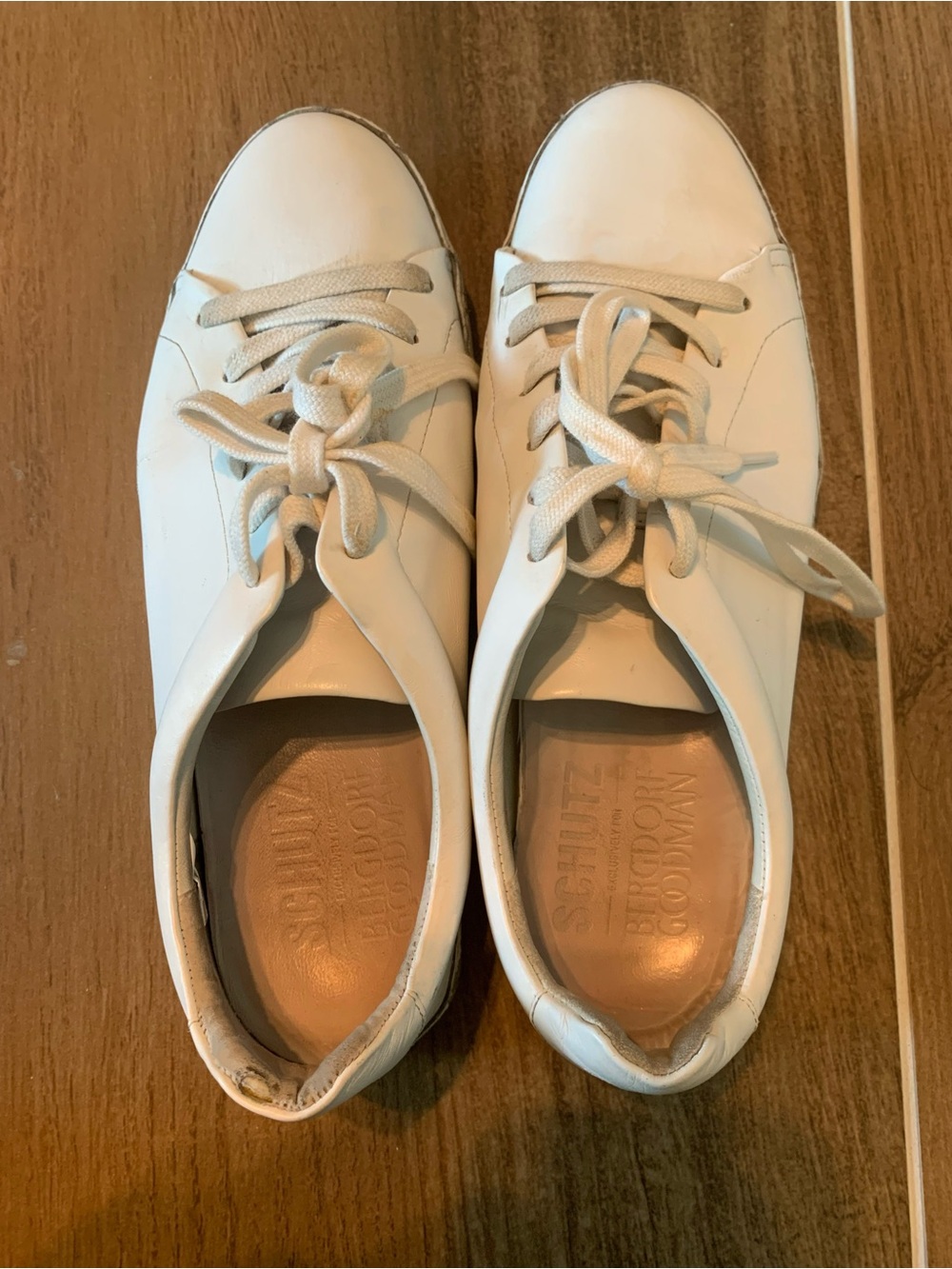 🍁SCHUTZ x Bergdorf Goodman Sunday Funday Nappa Tennis White Leather Sneakers